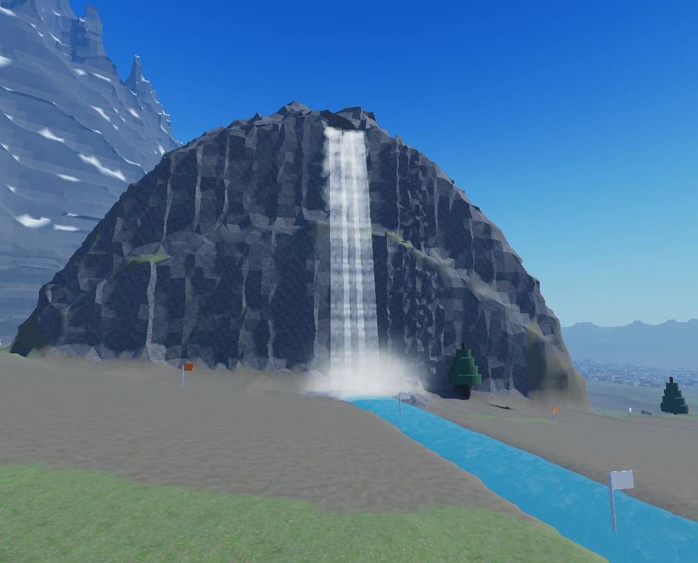 Waterfall crossing the trail